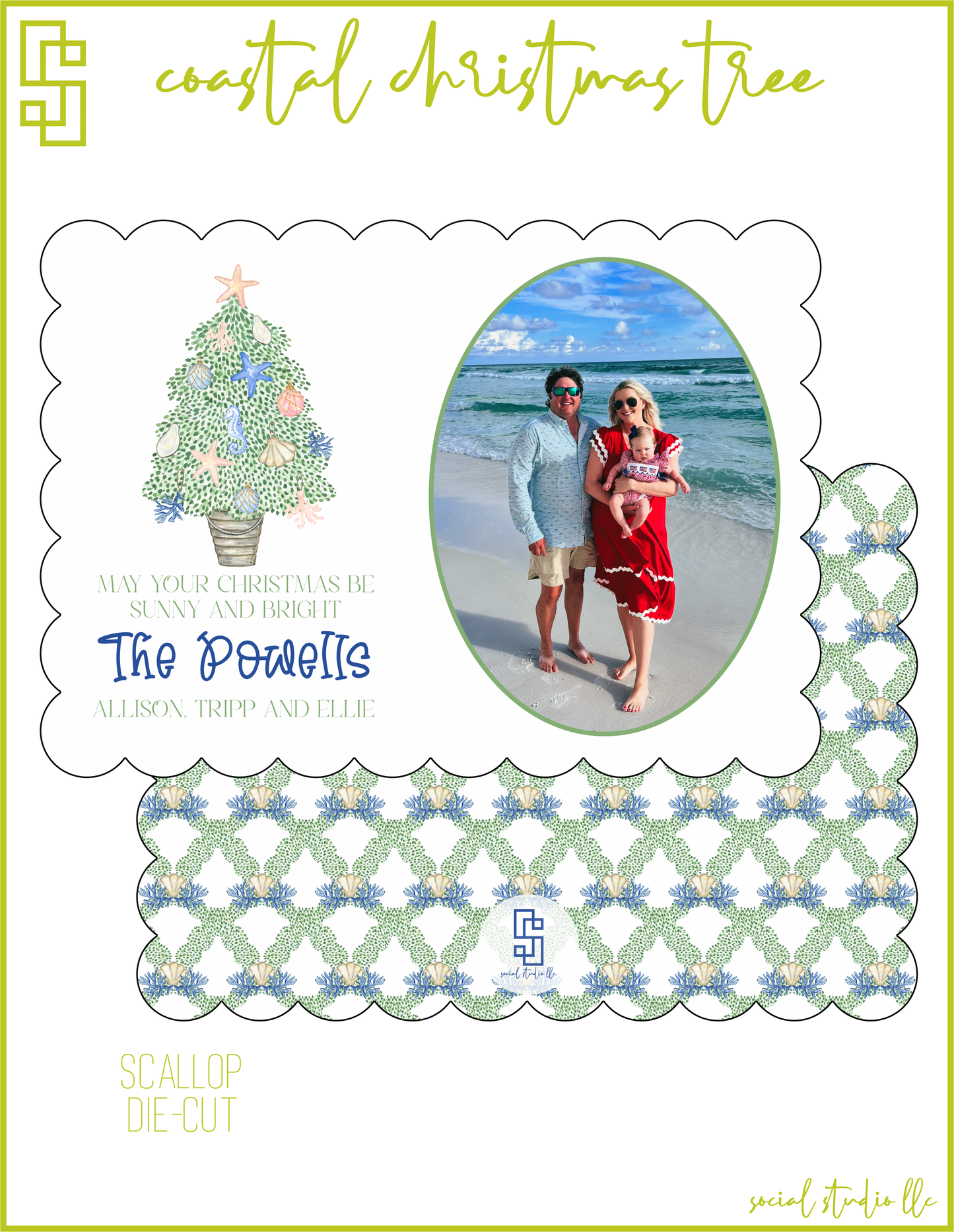 Coastal Christmas Tree Holiday Card