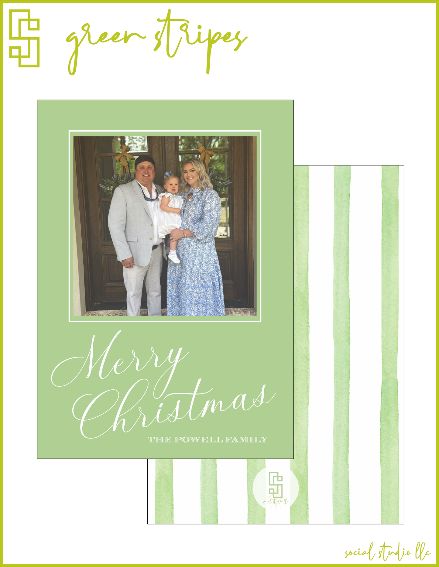 Green Stripes Holiday Card