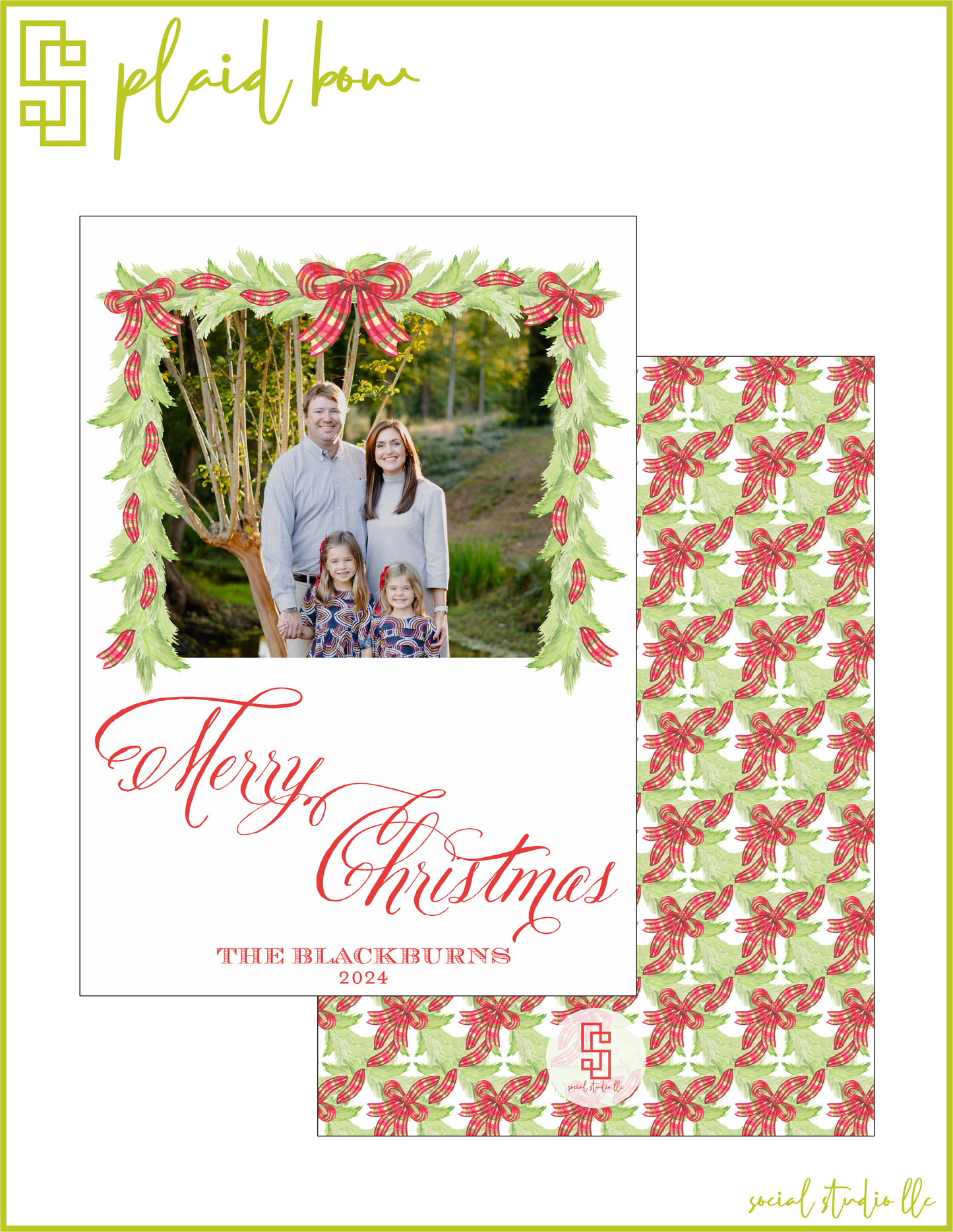 Plaid Bow Holiday Card