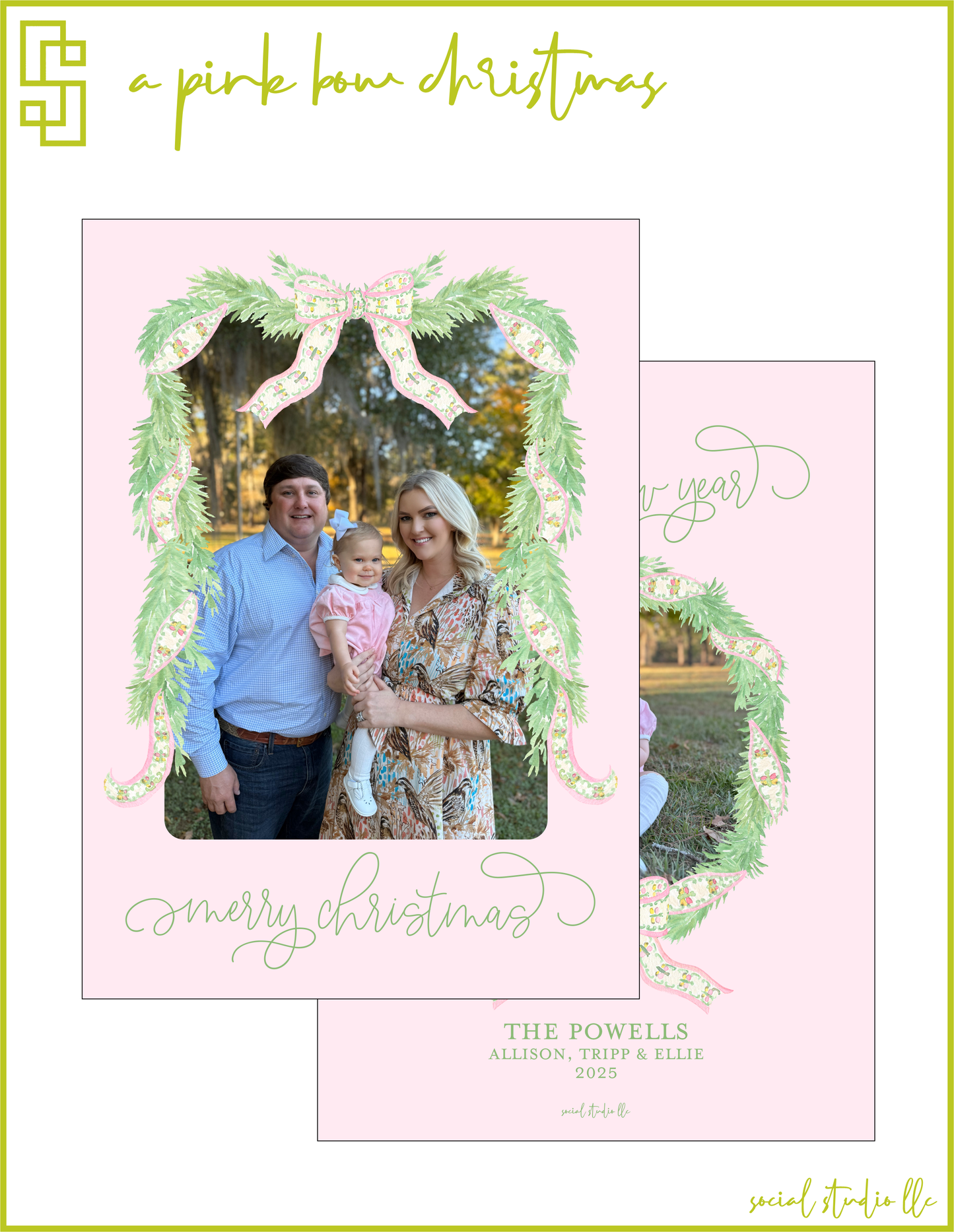 A Pink Bow Christmas Card