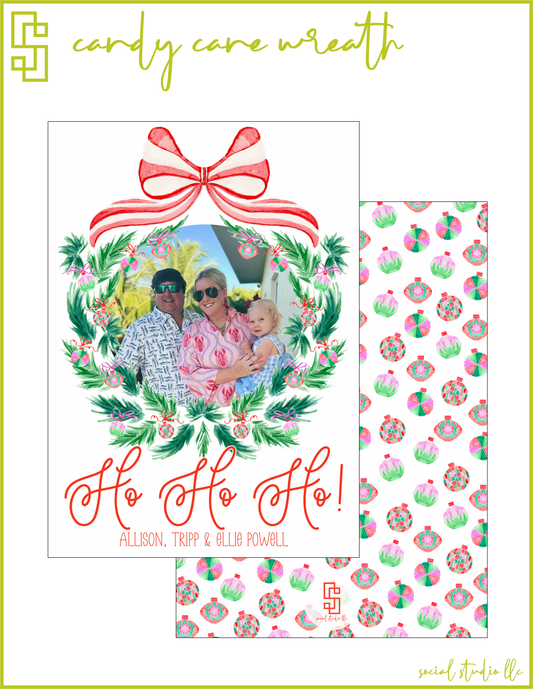 Candy Cane Wreath Holiday Card