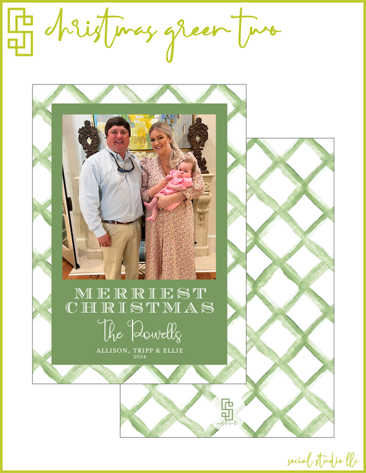 Christmas Green Two Holiday Card