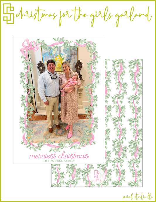 Christmas for the Girls Garland Holiday Card