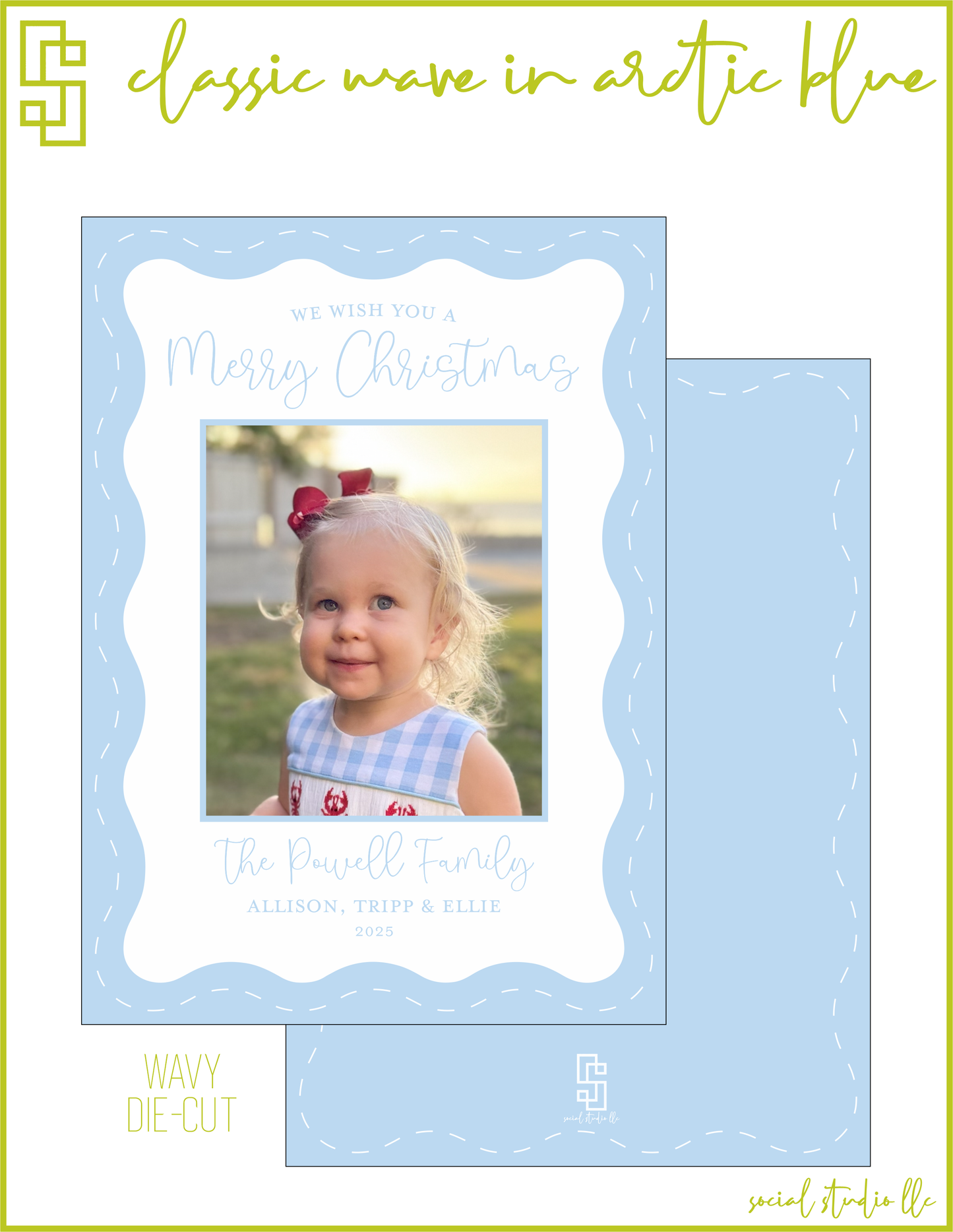 Classic Wave in Arctic Blue Holiday Card