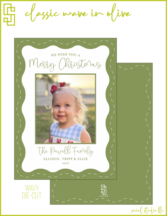 Classic Wave in Olive Holiday Card