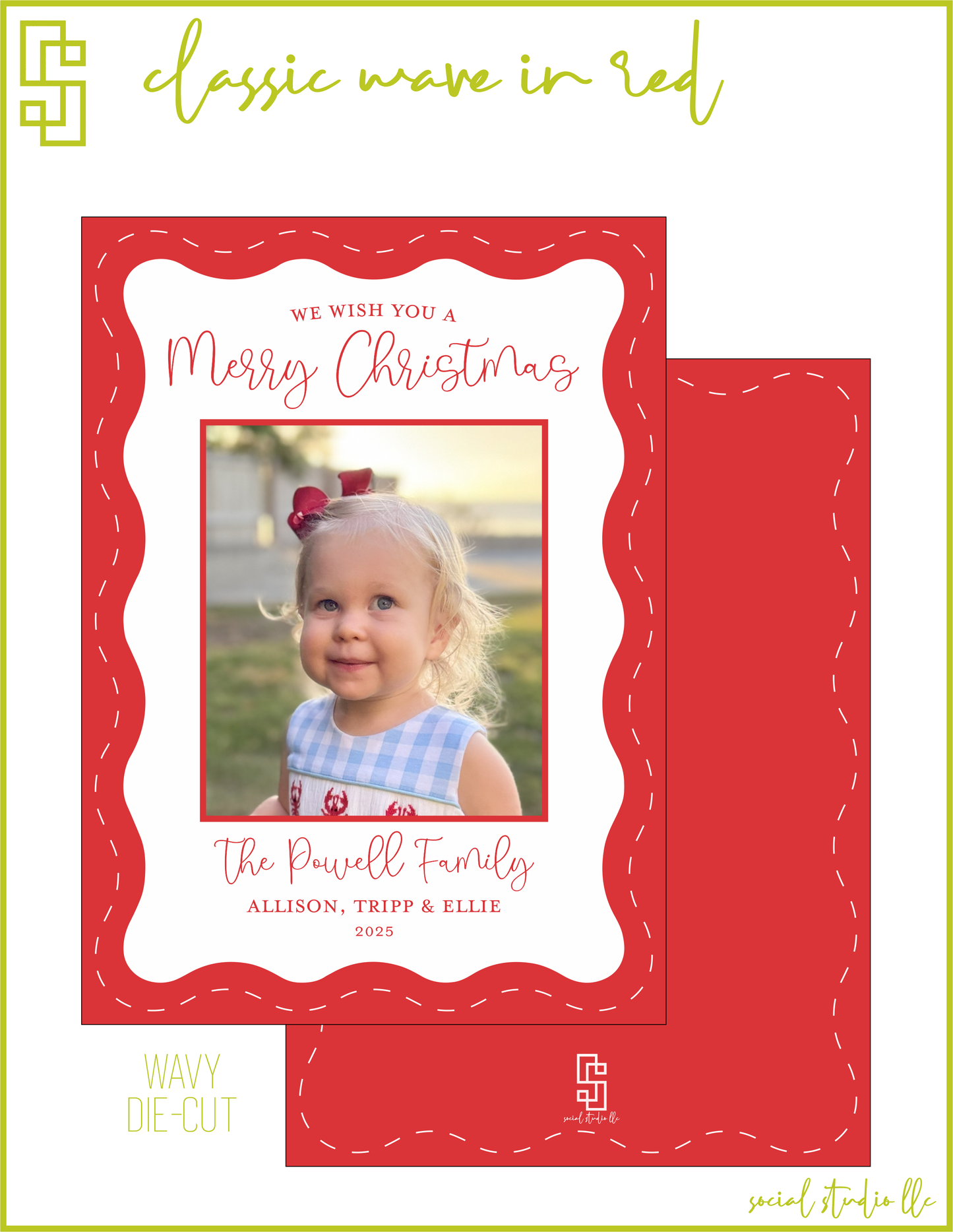 Classic Wave in Red Holiday Card