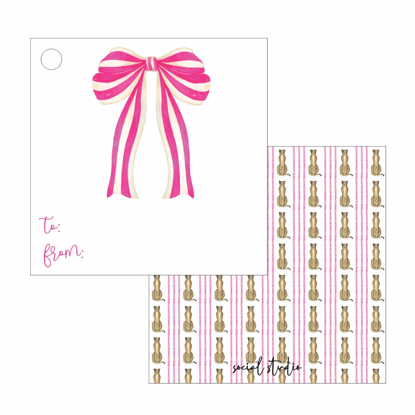 Gift Tags - Pink Stripe Bow