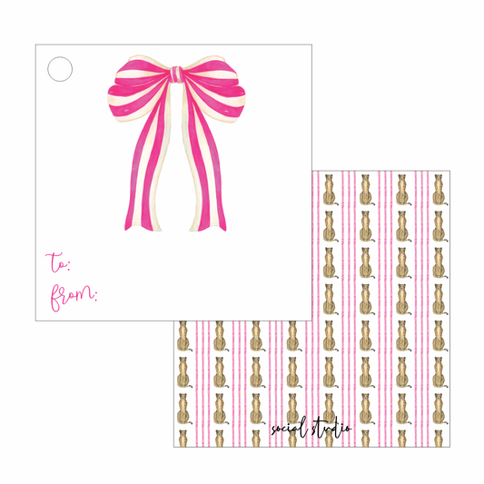 Gift Tags - Pink Stripe Bow