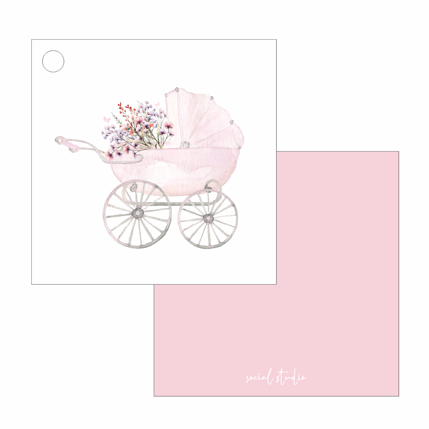 Gift Tags - Pink Baby Carriage