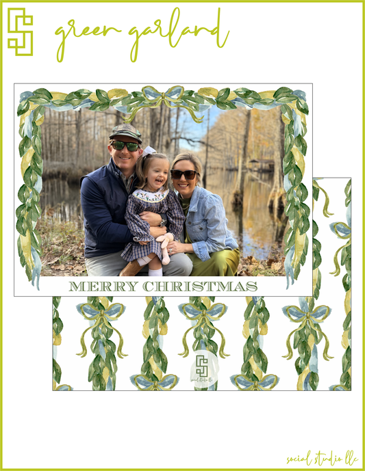 Green Garland Holiday Card