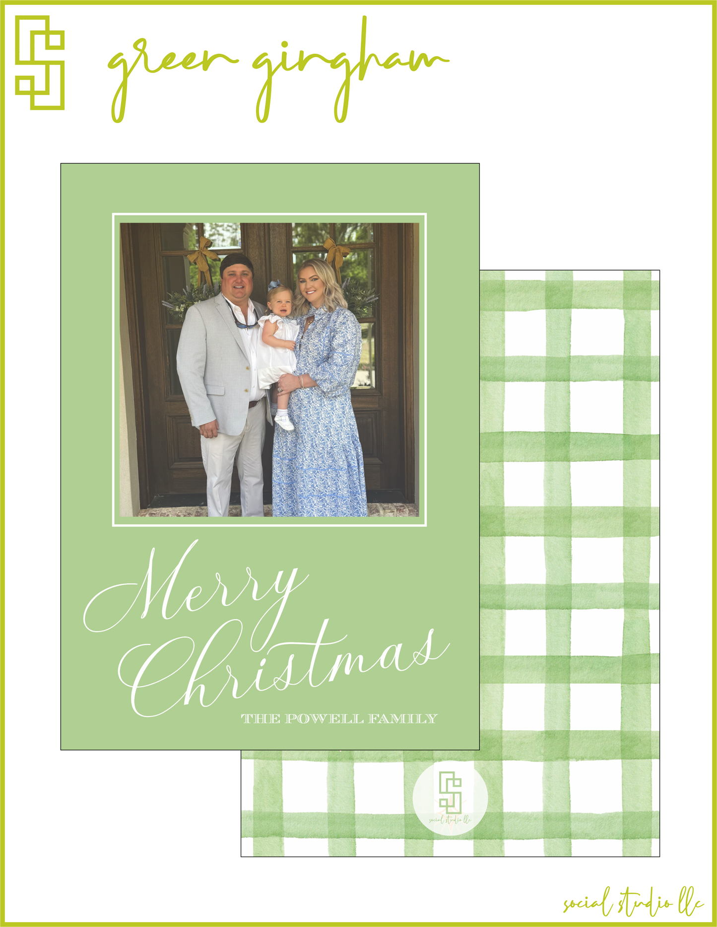 Green Gingham Holiday Card