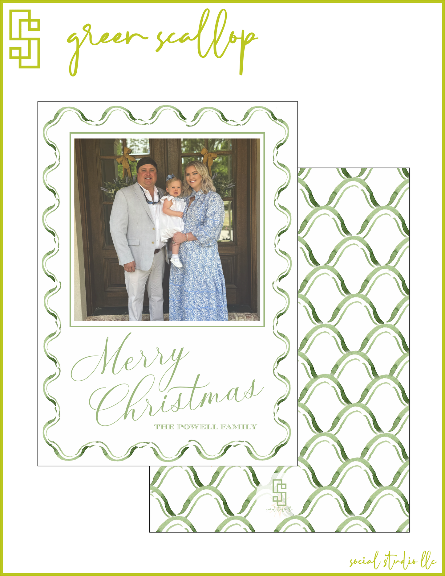 Green Scallop Holiday Card