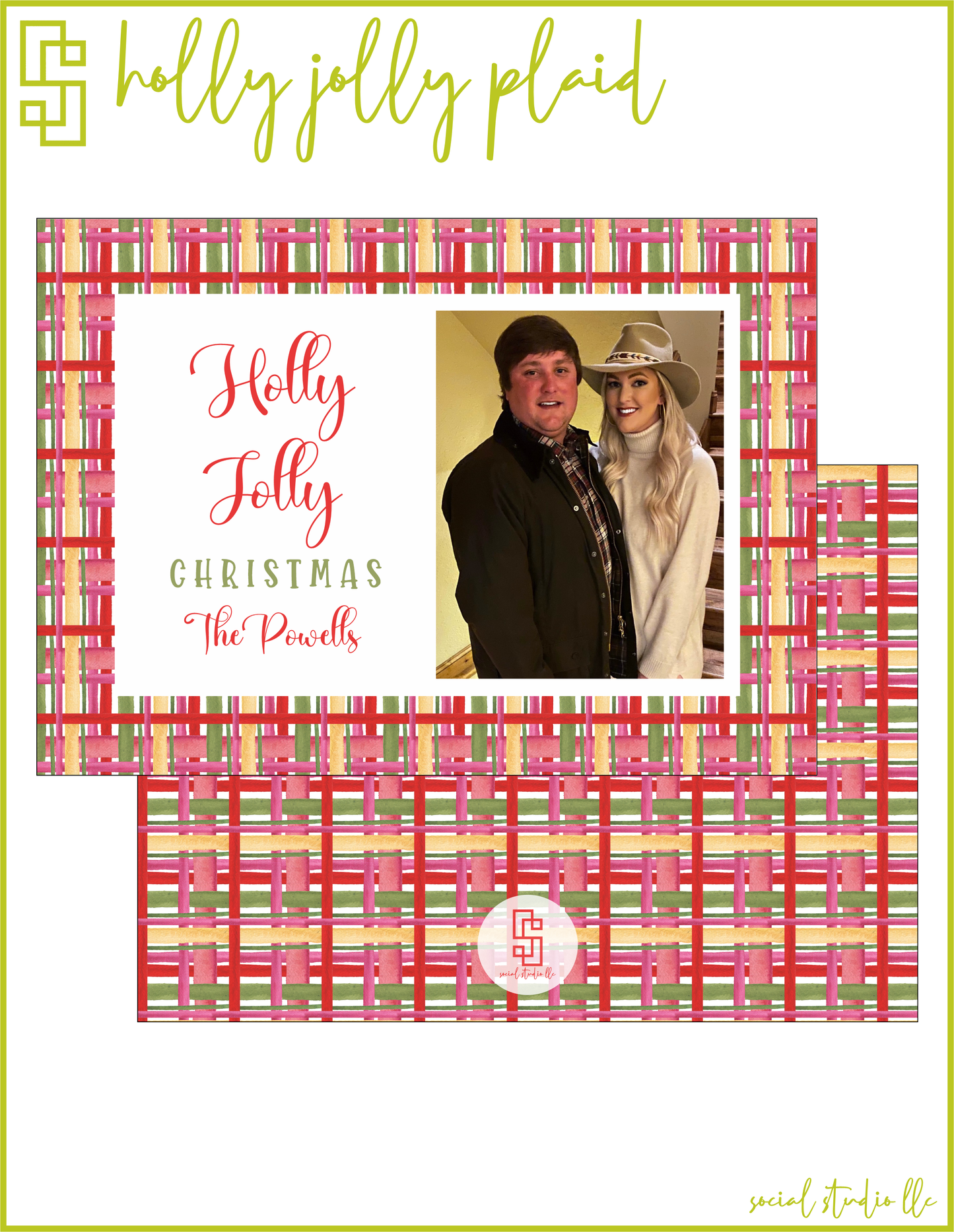 Holly Jolly Plaid Holiday Card