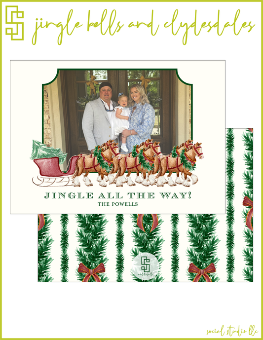 Jingle Bells and Clydesdales Holiday Card