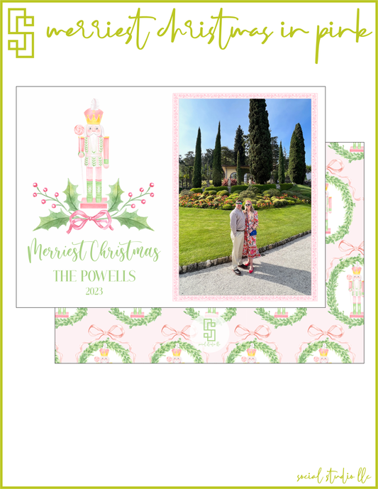 Merriest Christmas in Pink Holiday Card