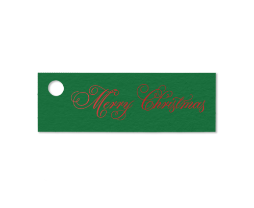 Gift Tags - Merry Christmas Script in Red Foil on Green