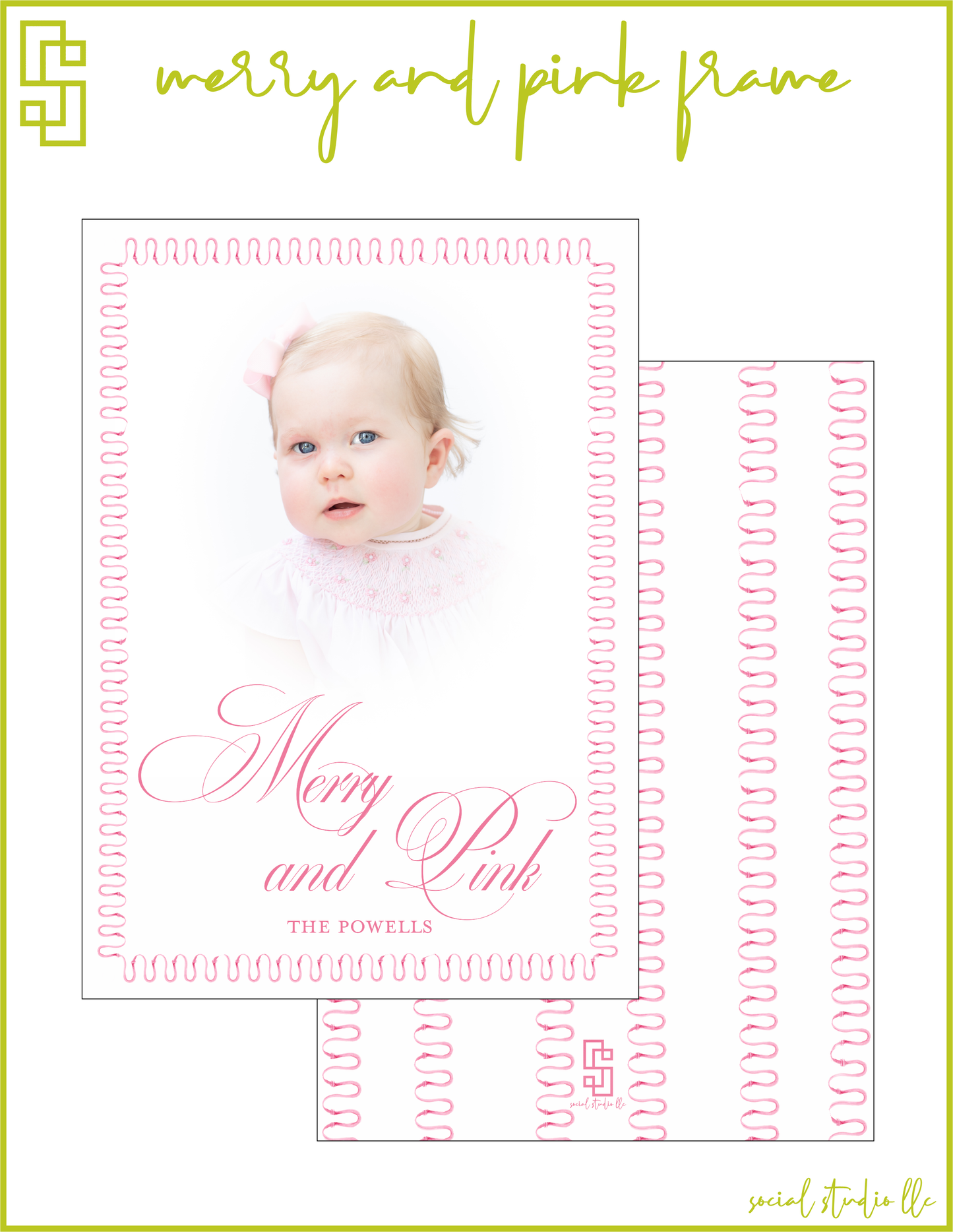 Merry and Pink Frame Holiday Card