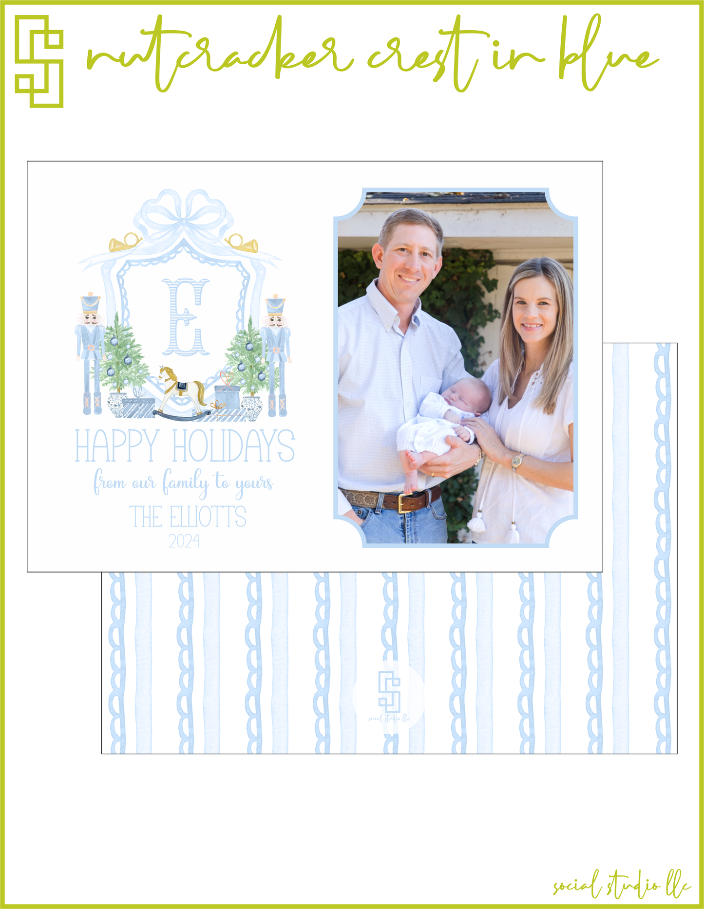 Nutcracker Crest in Blue Holiday Card