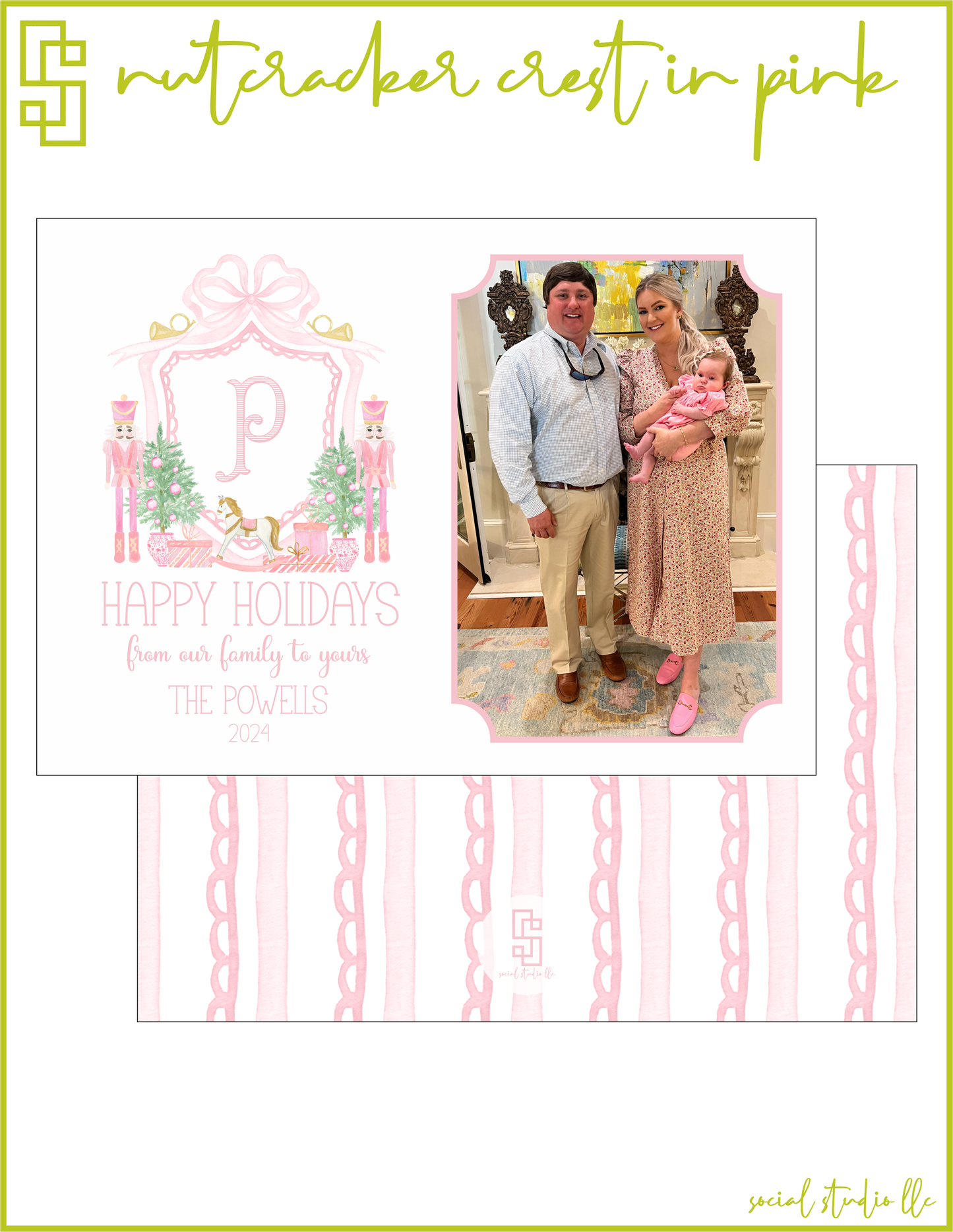 Nutcracker Crest in Pink Holiday Card