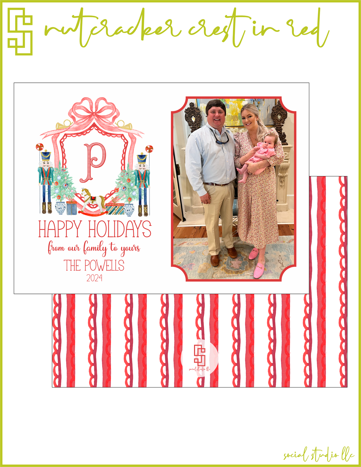 Nutcracker Crest in Red Holiday Card