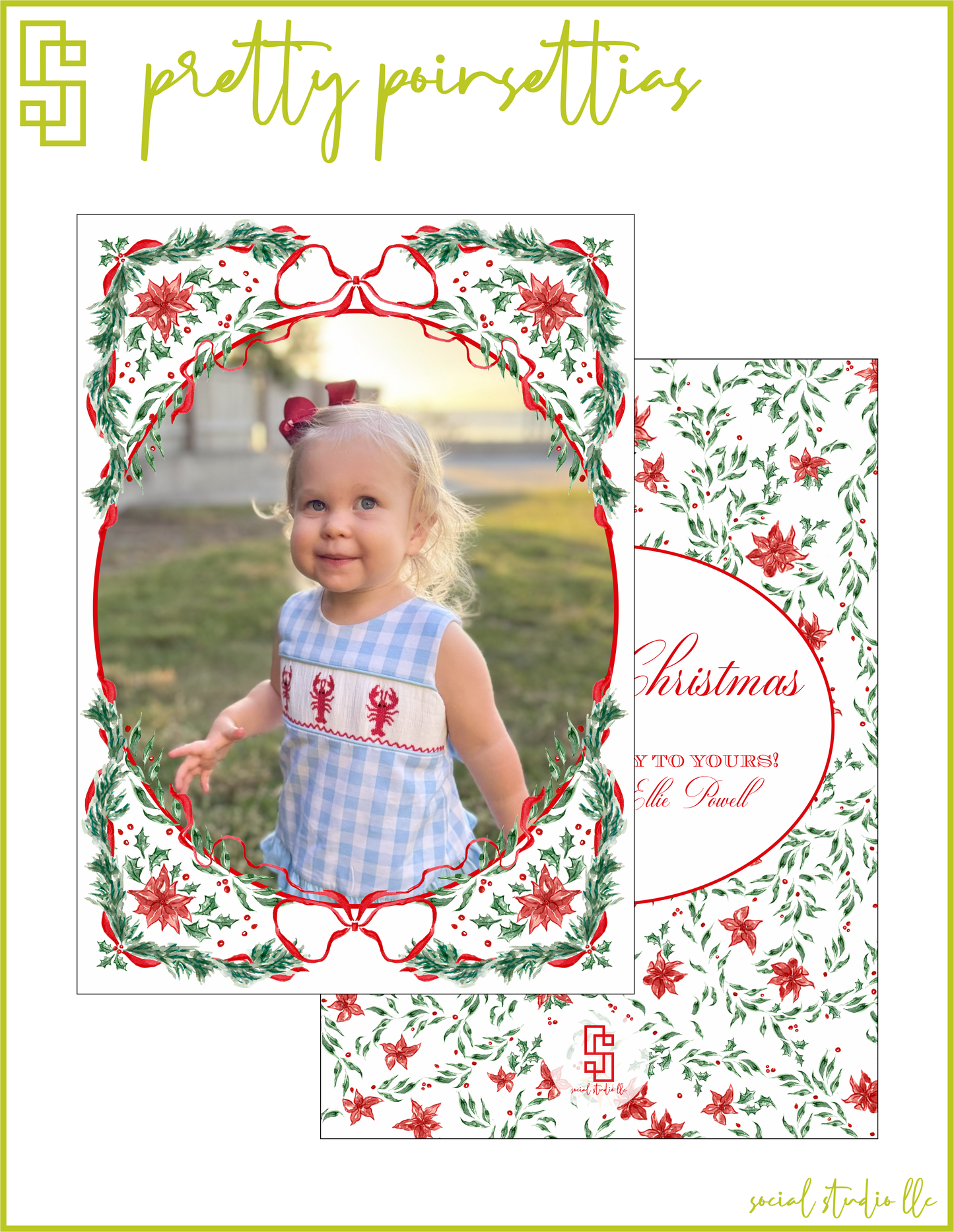 Pretty Poinsettias Holiday Card
