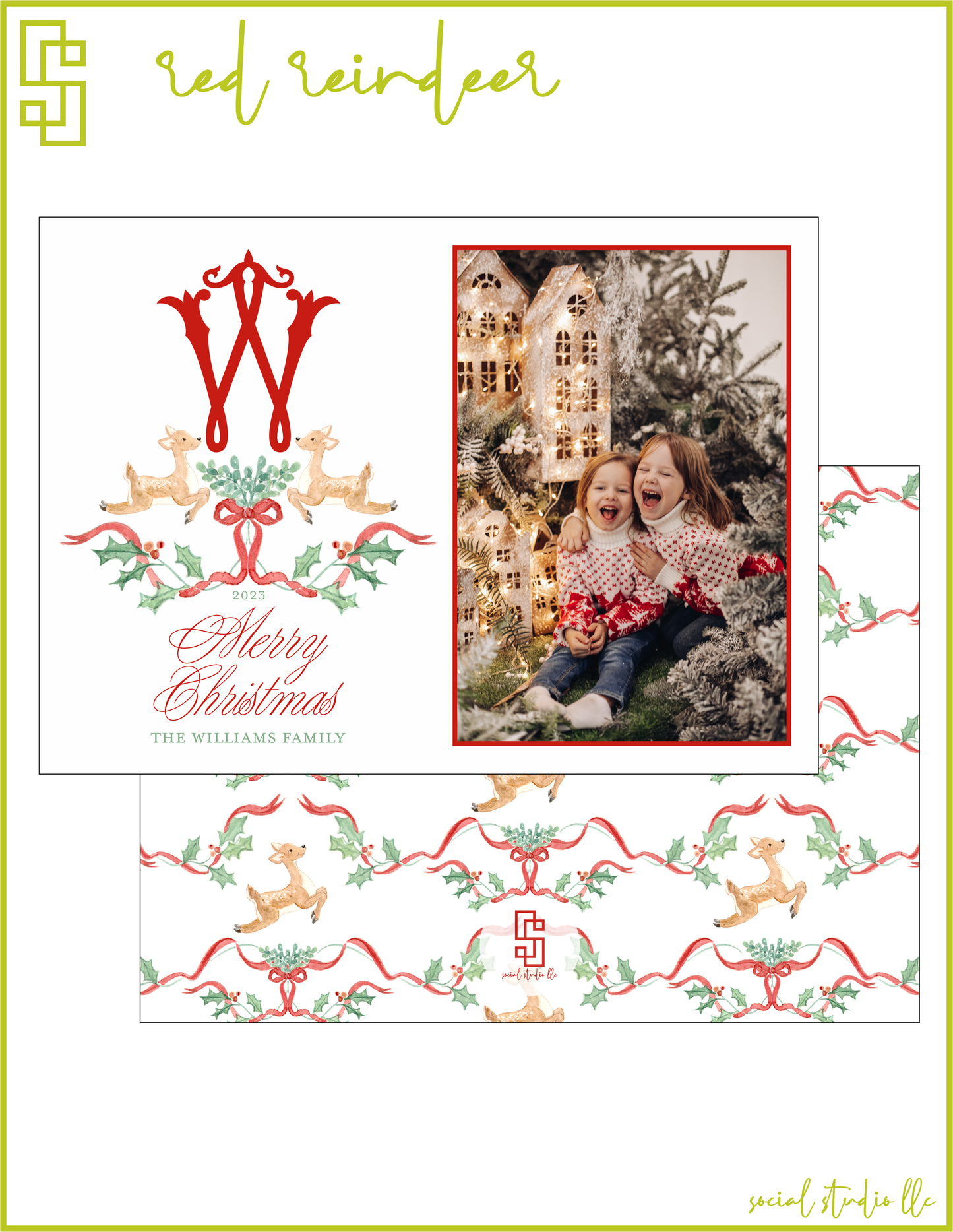 Red Reindeer Holiday Card