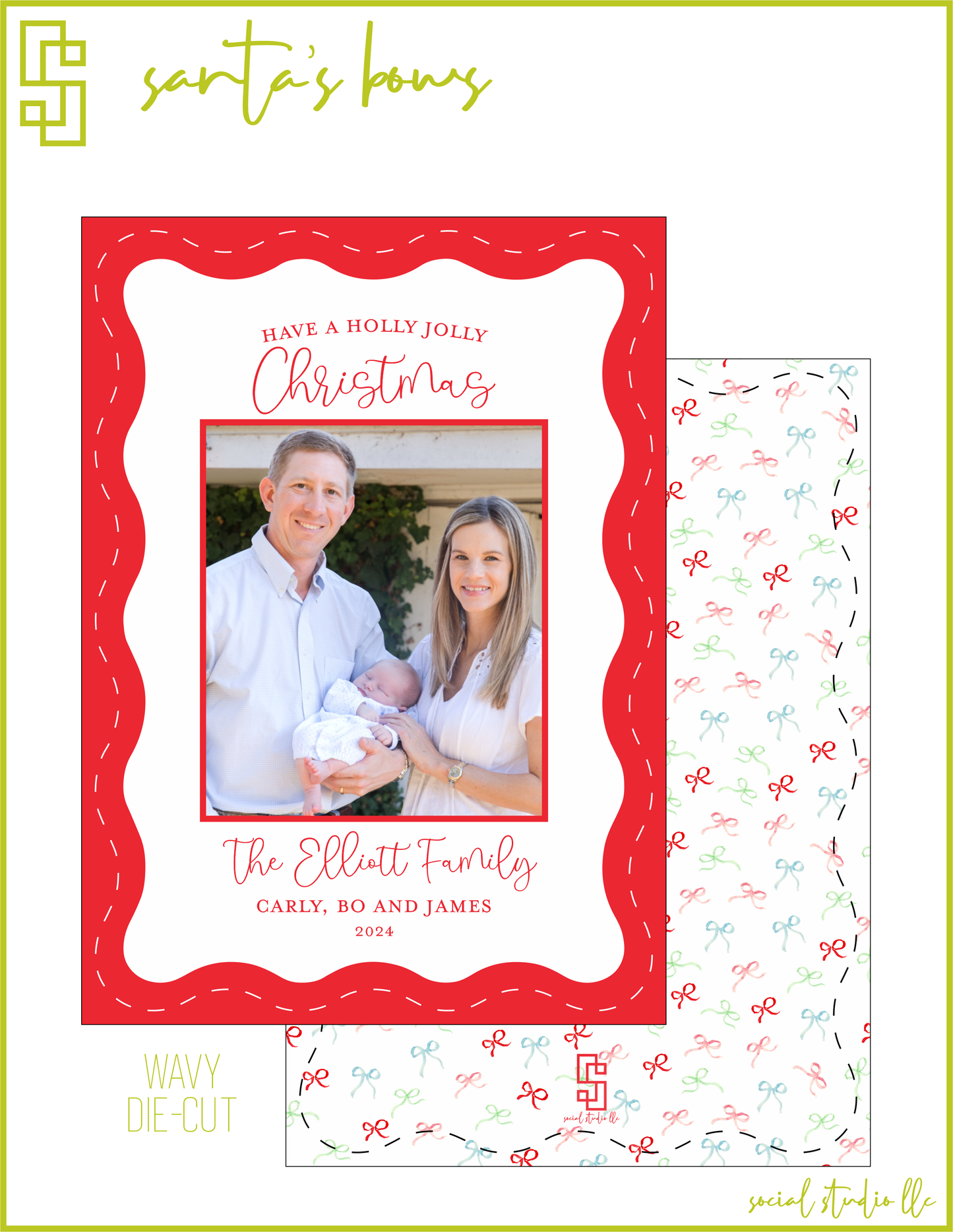 Santa's Bows Holiday Card