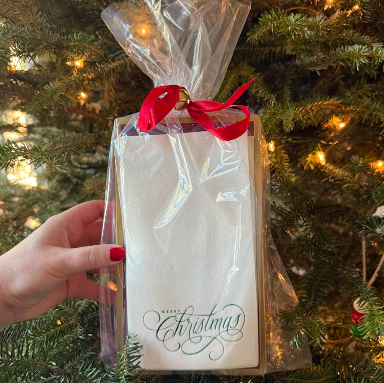 Merry Christmas Guest Towels with Holder
